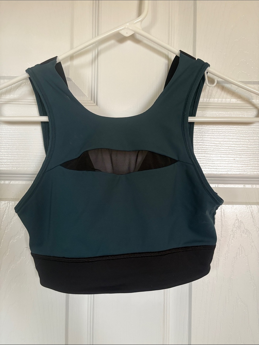 Lulu Lemon Teal & Black Mesh-Back Sports Bra Crop Top